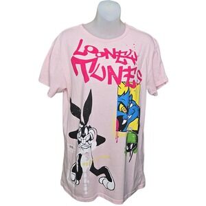 Looney Tunes Womens Edgy Graphic Tee‎ Shirt Size Large Bugs Bunny Retro Chaotic